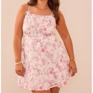 ARULA Pink Floral Midi Dress